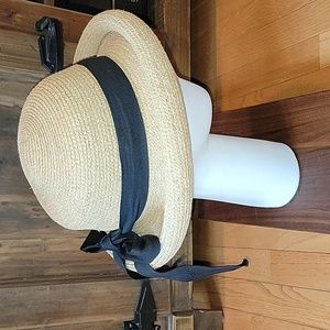 Callanan Natural Straw Fiber Rolled Edge Hat with black bow